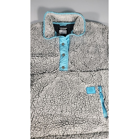 Justice Sherpa Pullover Cozy Quarter Snap Button Up Gray Blue Girls 12 - Picture 4 of 11